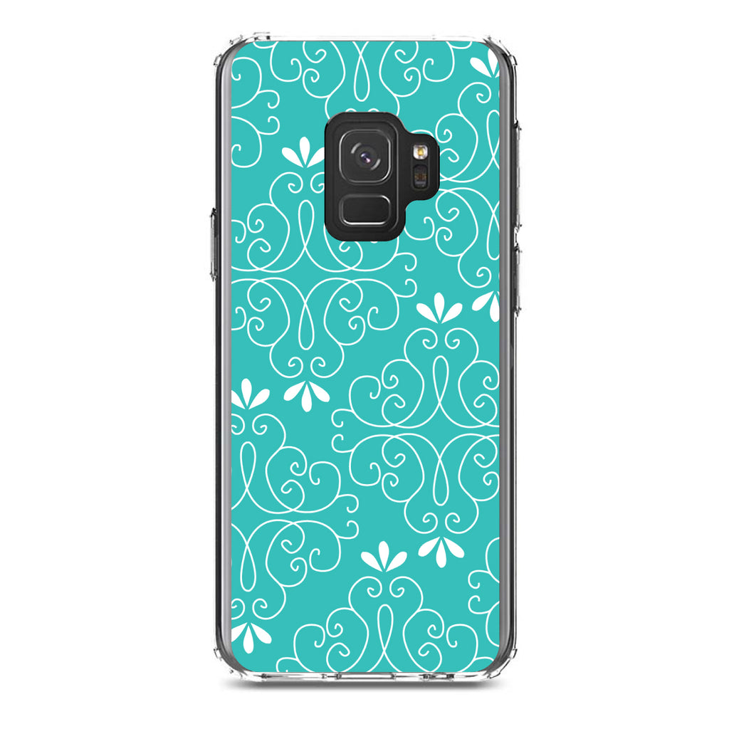 Teal White Floral Clear Shockproof iPhone Case, view 19