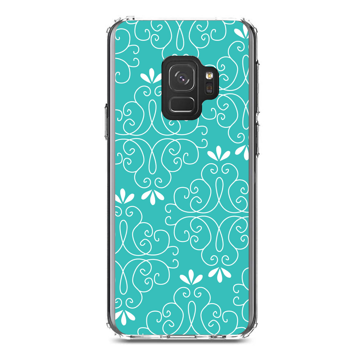 Teal White Floral Clear Shockproof iPhone Case, view 19