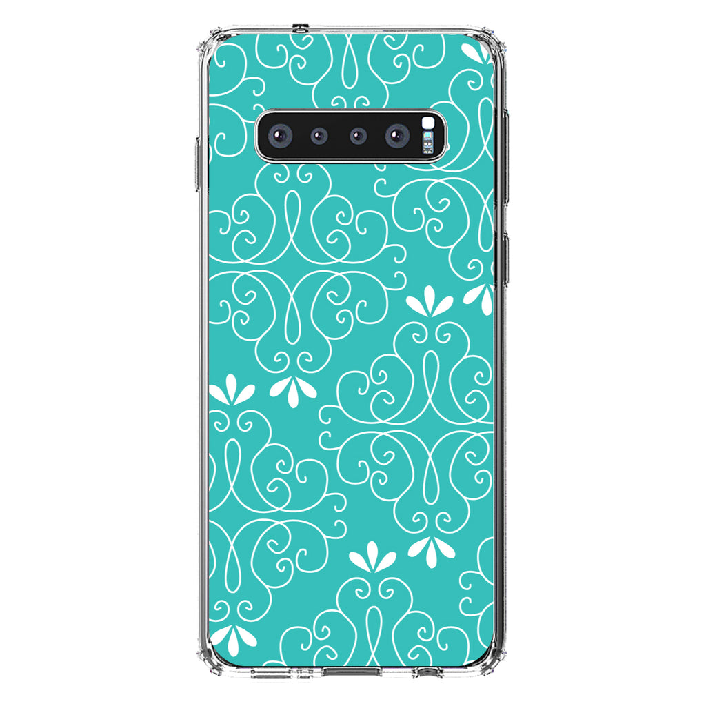 Teal White Floral Clear Shockproof iPhone Case, view 16