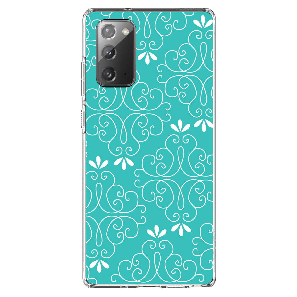 Teal White Floral Clear Shockproof iPhone Case, view 7