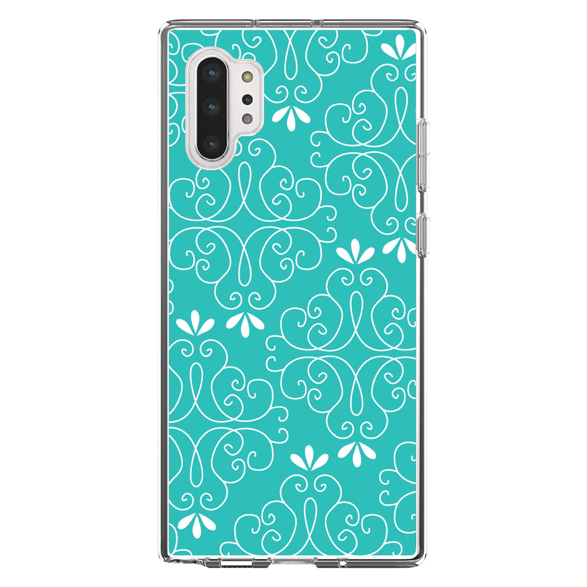 Teal White Floral Clear Shockproof iPhone Case, view 10