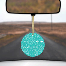 Teal White Floral Ceramic Ornament