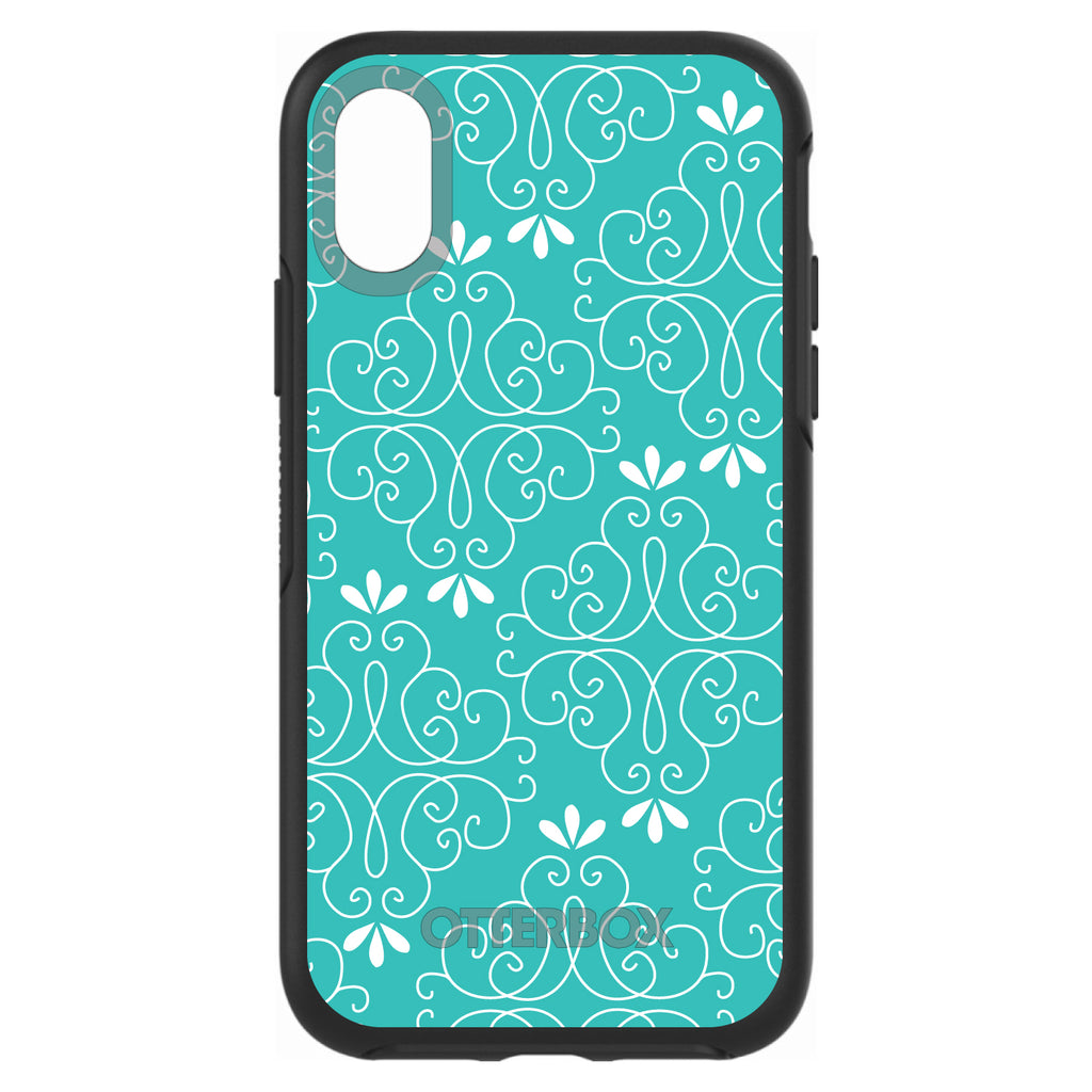 Teal White Floral OtterBox Symmetry Case for iPhone & Galaxy, view 4