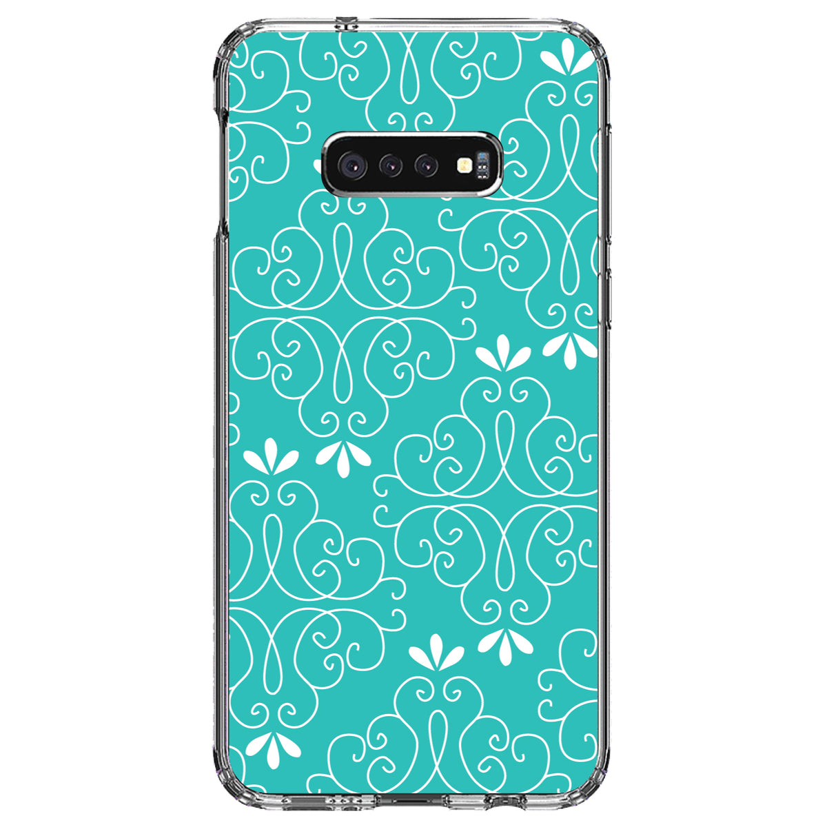 Teal White Floral Clear Shockproof iPhone Case, view 18