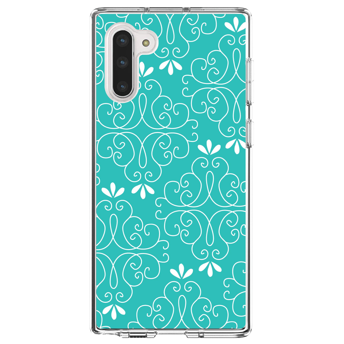 Teal White Floral Clear Shockproof iPhone Case, view 9