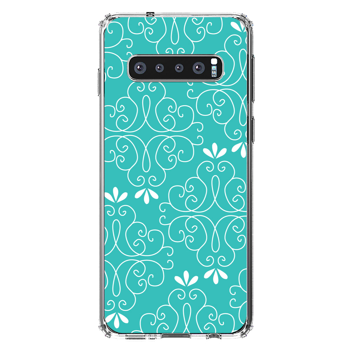 Teal White Floral Clear Shockproof iPhone Case, view 17