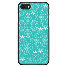 DistinctInk® Hard Plastic Snap-On Case for Apple iPhone or Samsung Galaxy - Teal White Floral