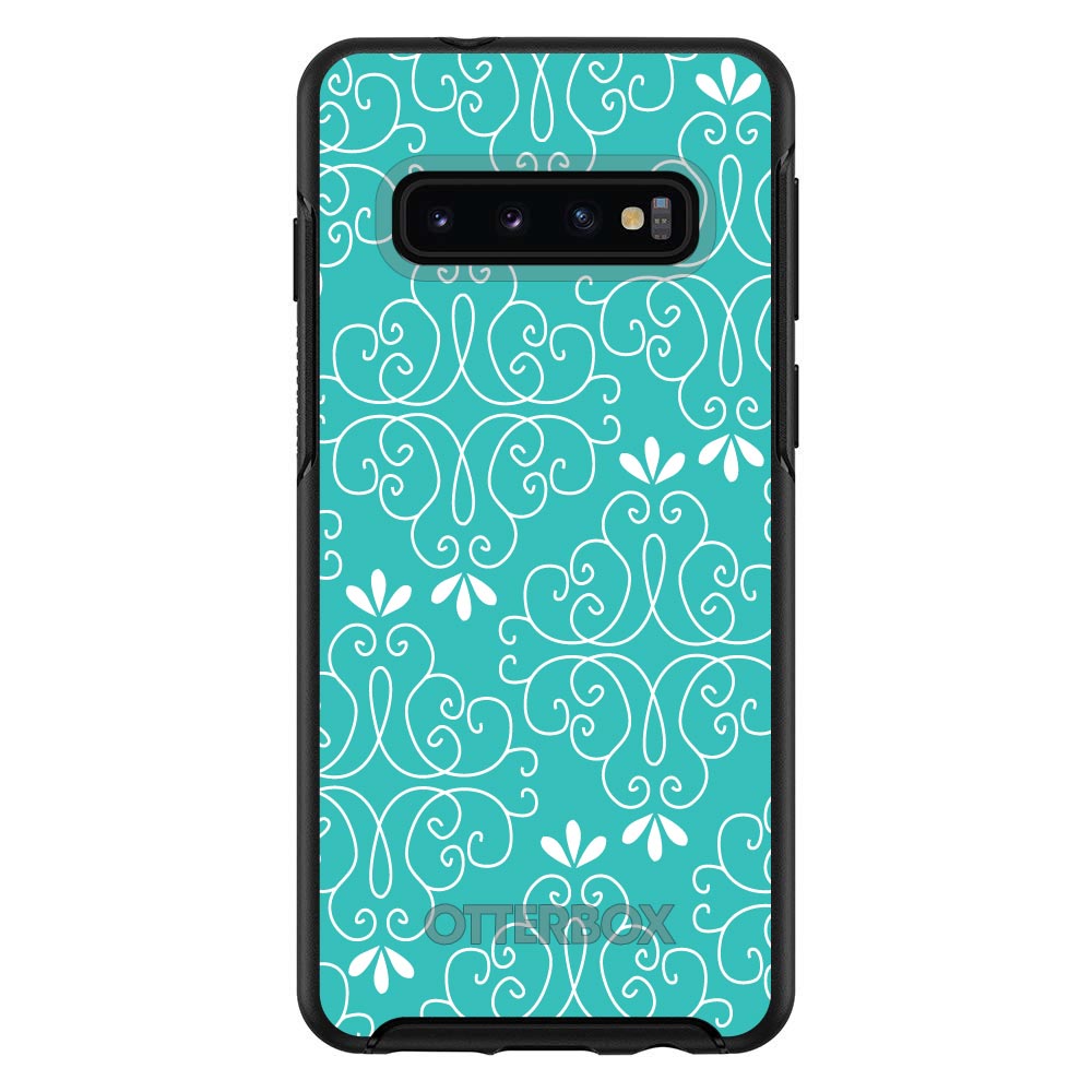 Teal White Floral OtterBox Symmetry Case for iPhone & Galaxy, view 6