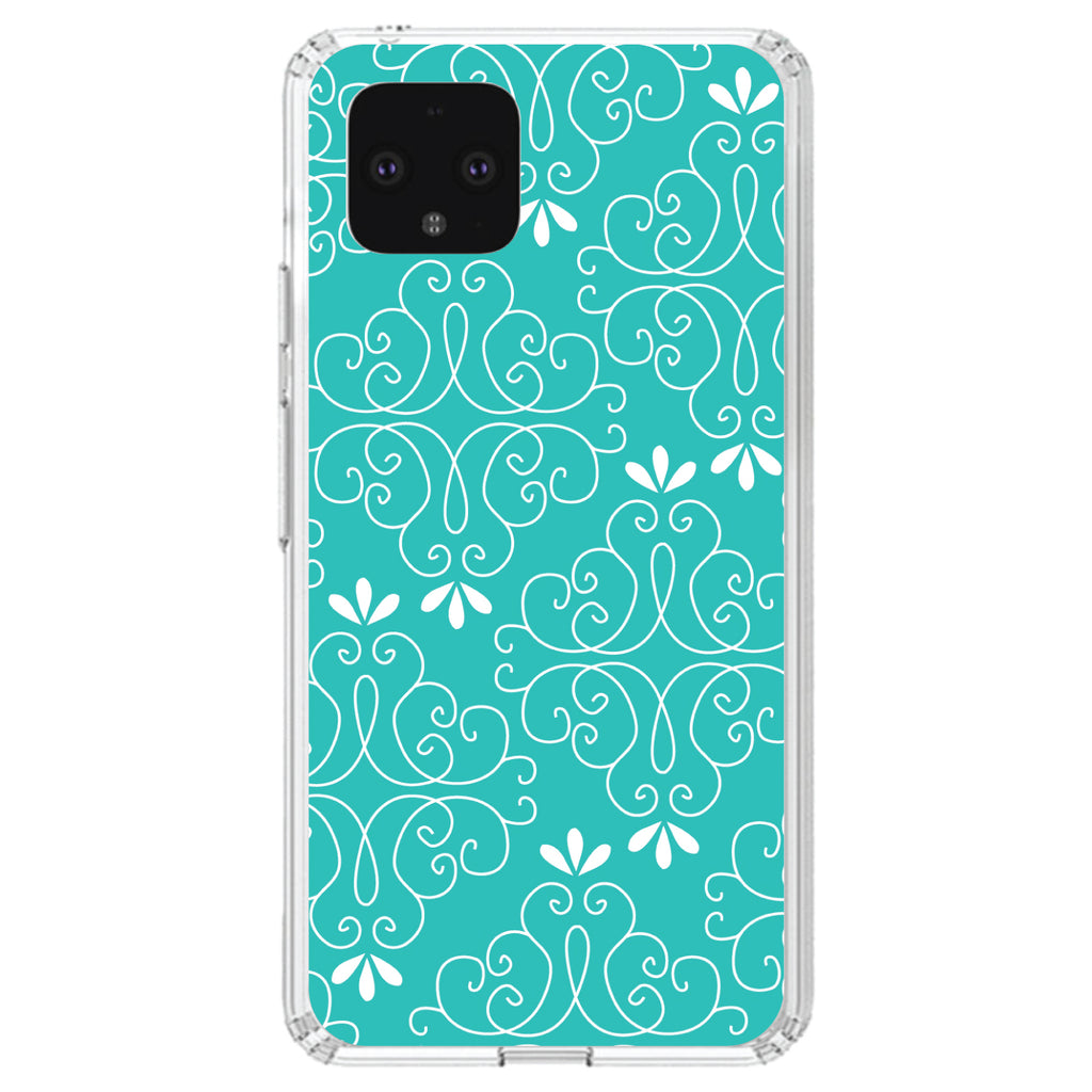 Teal White Floral Clear Shockproof iPhone Case, view 23