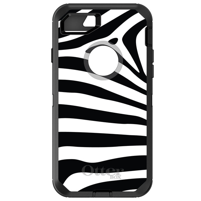 DistinctInk™ OtterBox Defender Series Case for Apple iPhone / Samsung Galaxy / Google Pixel - Black White Zebra Skin Stripes