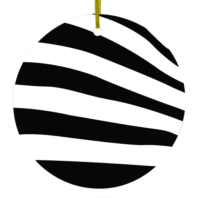 Black White Zebra Skin Stripes Ceramic Ornament