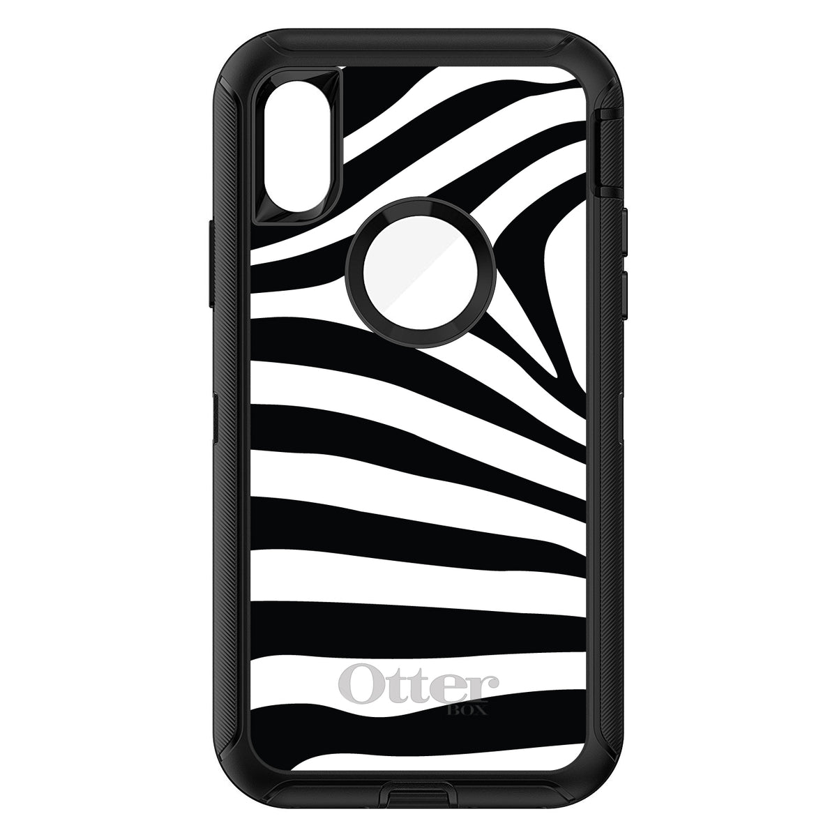 Black White Zebra Skin Stripes OtterBox Defender Case for iPhone & Galaxy, view 3