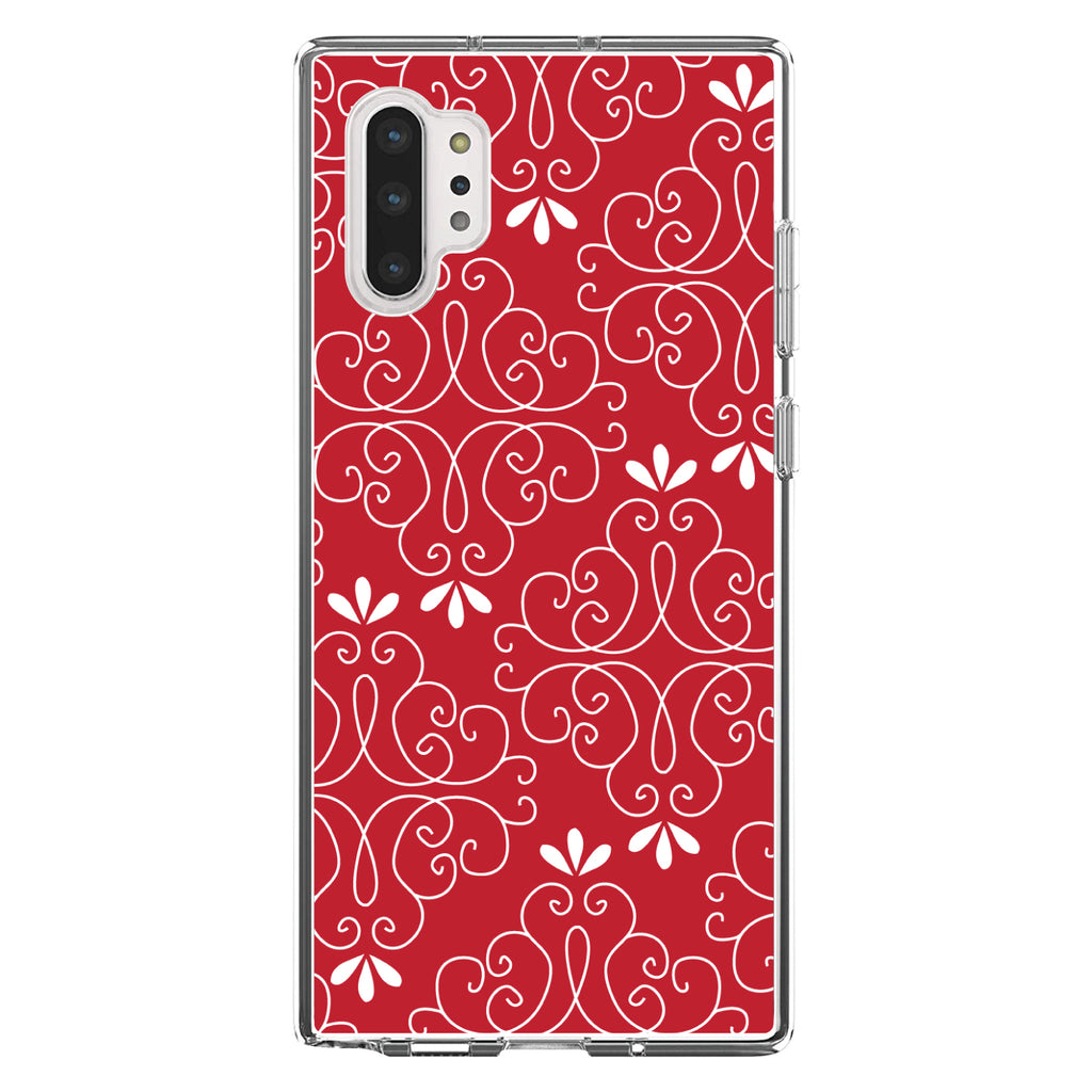 Dark Red White Floral Clear Shockproof iPhone Case, view 10