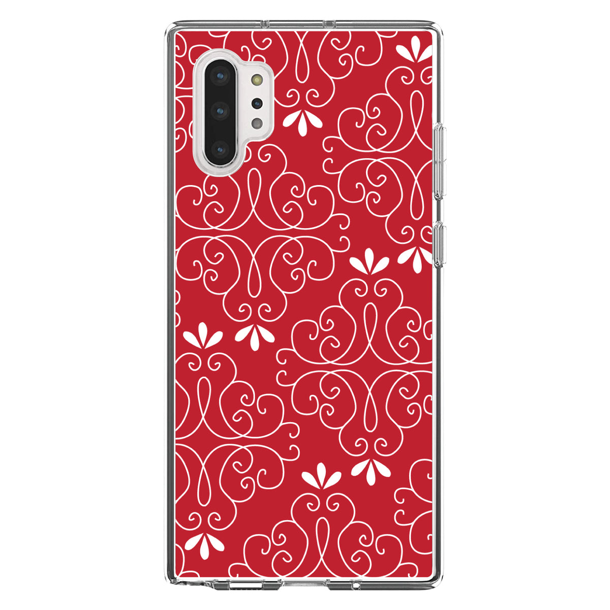 Dark Red White Floral Clear Shockproof iPhone Case, view 10