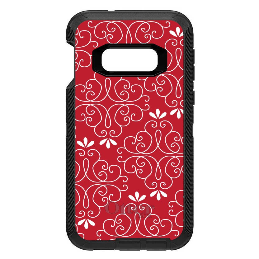 Dark Red White Floral OtterBox Defender Case for iPhone & Galaxy, view 10