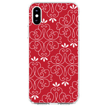 DistinctInk® Clear Shockproof Hybrid Case for Apple iPhone / Samsung Galaxy / Google Pixel - Dark Red White Floral