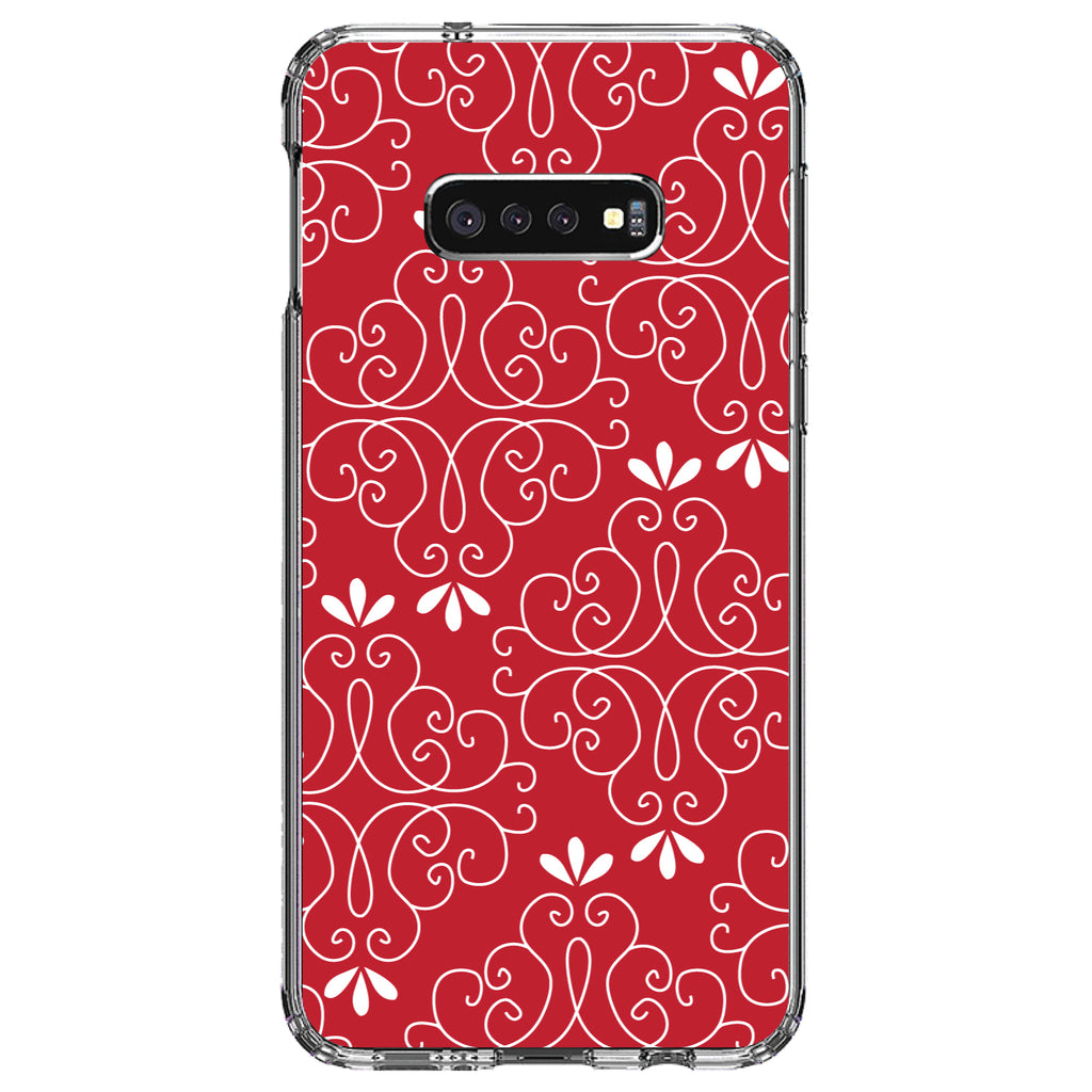 Dark Red White Floral Clear Shockproof iPhone Case, view 18