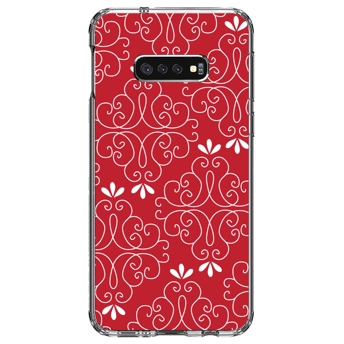 Dark Red White Floral Clear Shockproof iPhone Case, view 18
