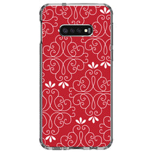 DistinctInk® Clear Shockproof Hybrid Case for Apple iPhone / Samsung Galaxy / Google Pixel - Dark Red White Floral