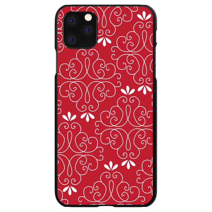 DistinctInk® Hard Plastic Snap-On Case for Apple iPhone or Samsung Galaxy - Dark Red White Floral