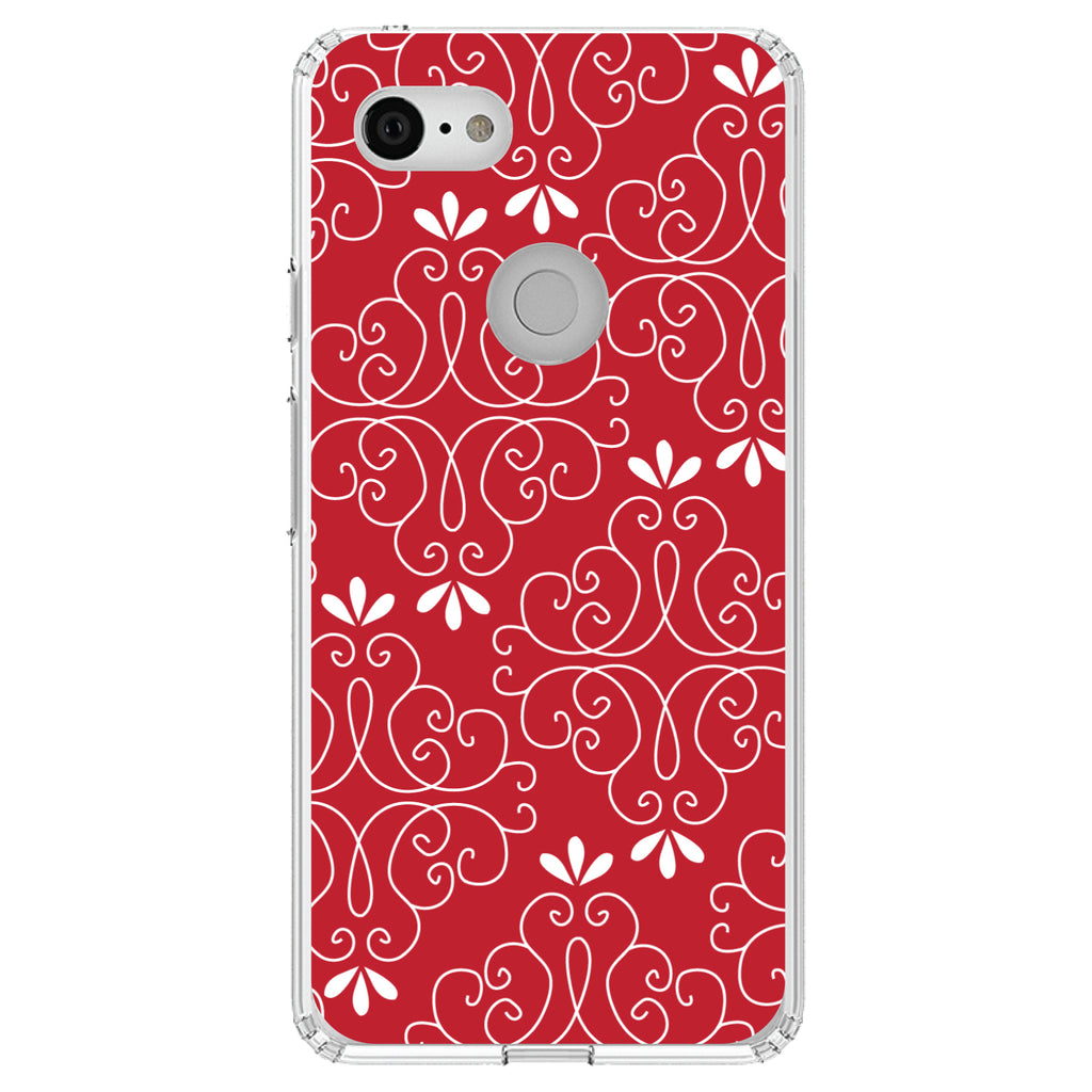 Dark Red White Floral Clear Shockproof iPhone Case, view 22