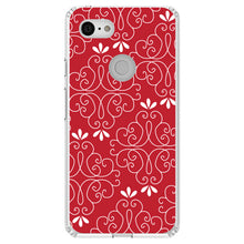DistinctInk® Clear Shockproof Hybrid Case for Apple iPhone / Samsung Galaxy / Google Pixel - Dark Red White Floral