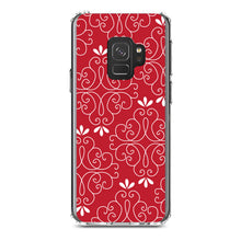 DistinctInk® Clear Shockproof Hybrid Case for Apple iPhone / Samsung Galaxy / Google Pixel - Dark Red White Floral