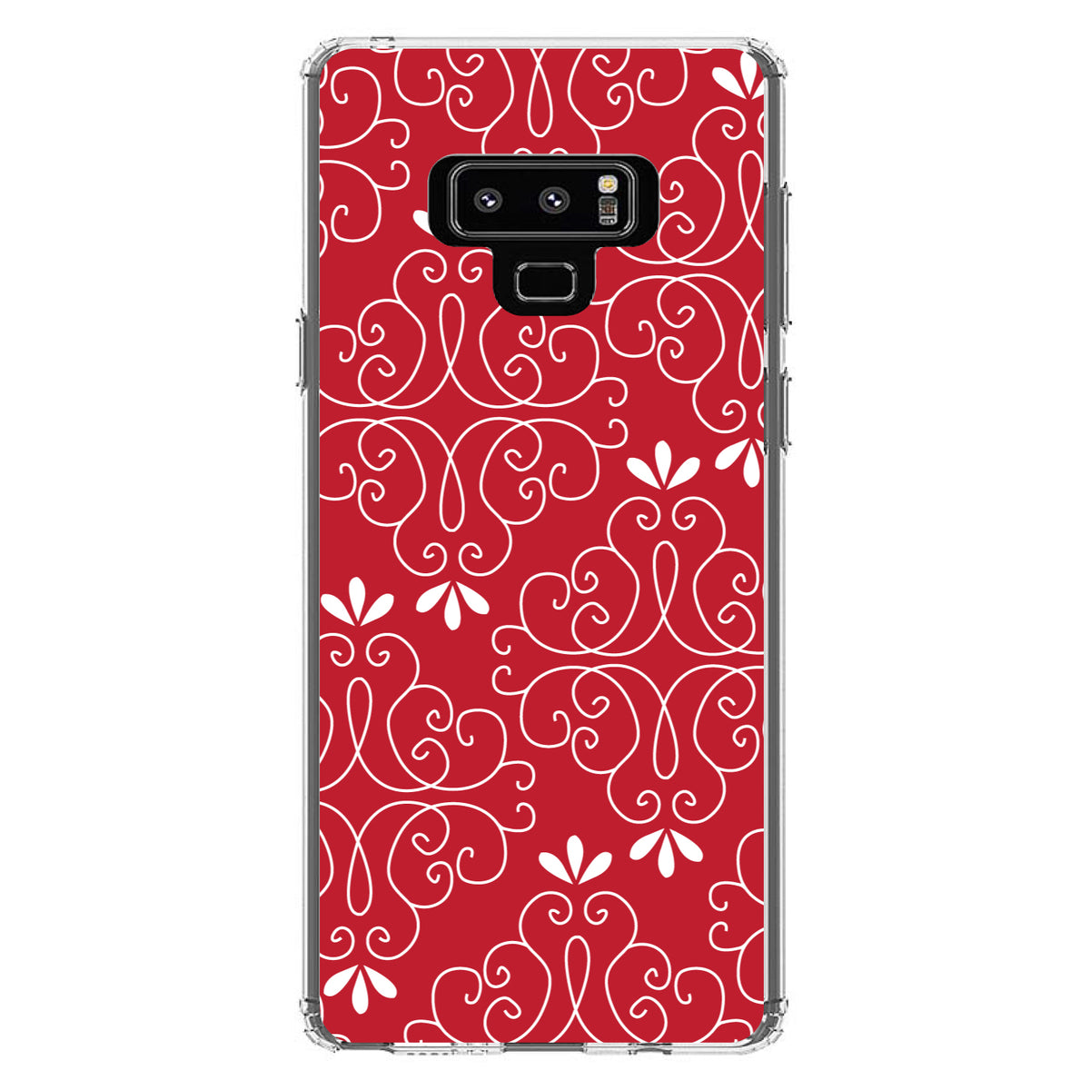Dark Red White Floral Clear Shockproof iPhone Case, view 11
