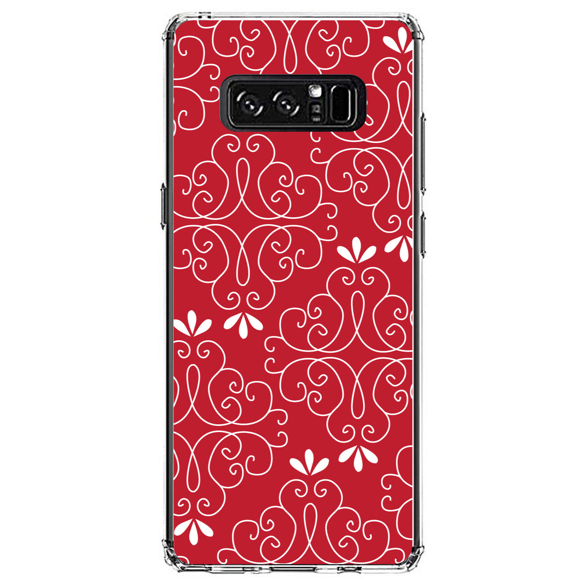 Dark Red White Floral Clear Shockproof iPhone Case, view 12