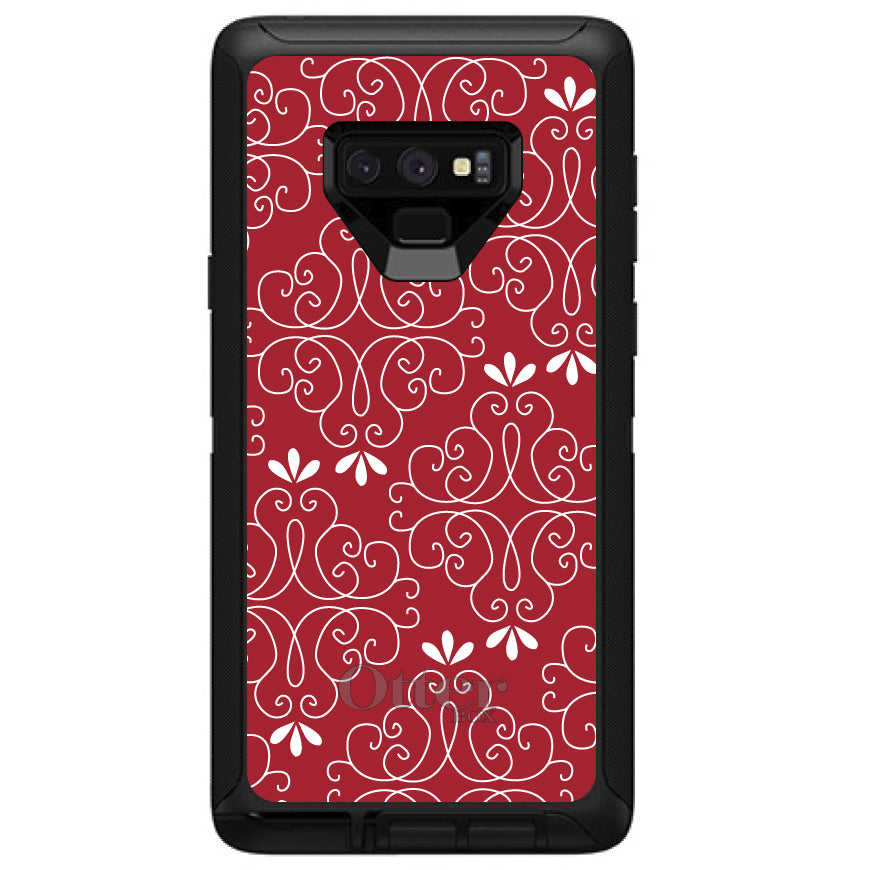 Dark Red White Floral OtterBox Defender Case for iPhone & Galaxy, view 16