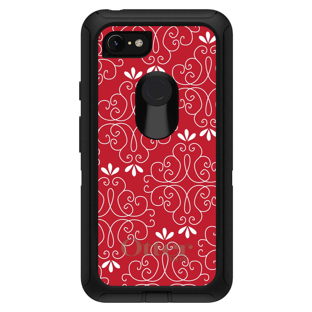 Dark Red White Floral OtterBox Defender Case for iPhone & Galaxy, view 18