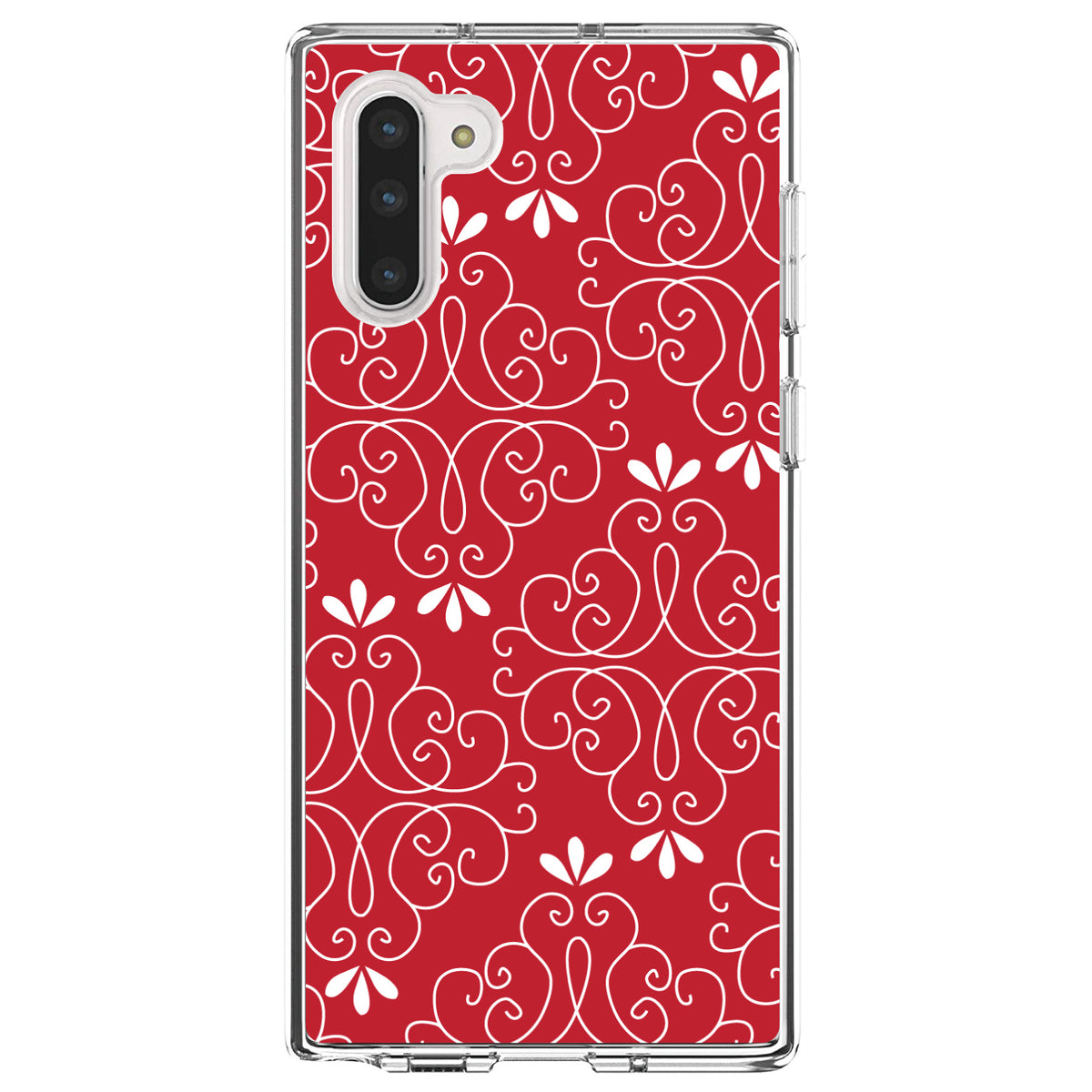Dark Red White Floral Clear Shockproof iPhone Case, view 9