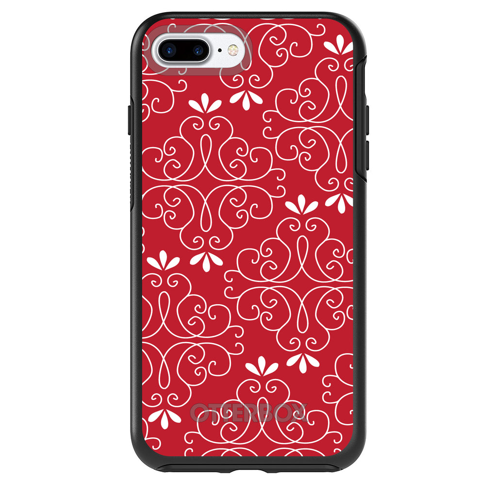 Dark Red White Floral OtterBox Symmetry Case for iPhone & Galaxy, view 2