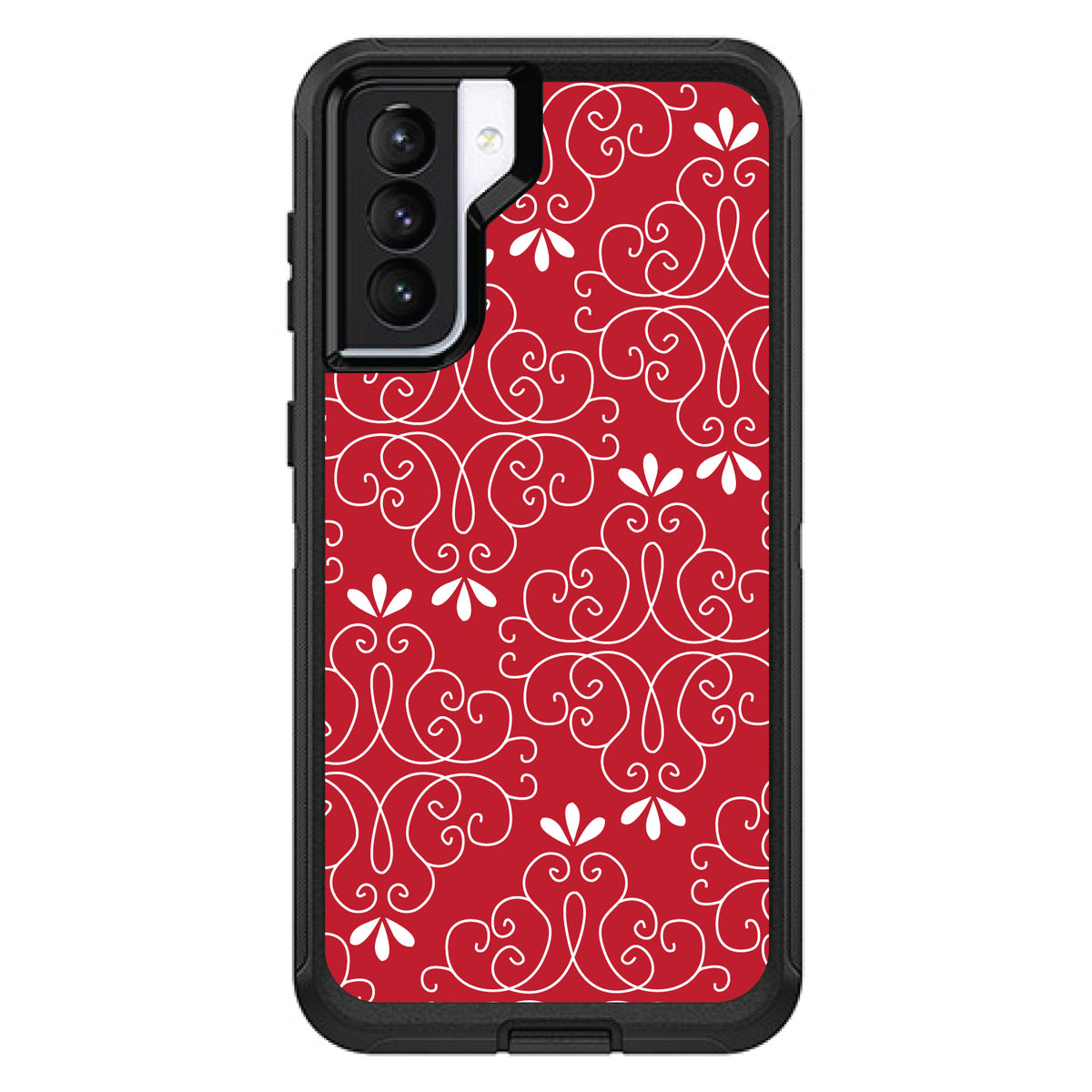 Dark Red White Floral OtterBox Defender Case for iPhone & Galaxy, view 5