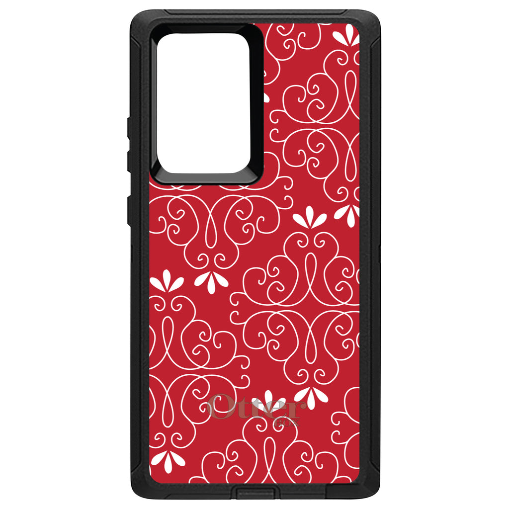 Dark Red White Floral OtterBox Defender Case for iPhone & Galaxy, view 13