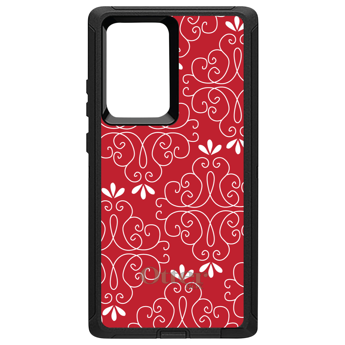 Dark Red White Floral OtterBox Defender Case for iPhone & Galaxy, view 13