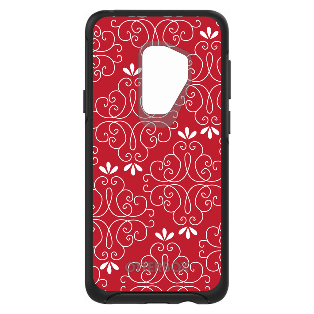 Dark Red White Floral OtterBox Symmetry Case for iPhone & Galaxy, view 9