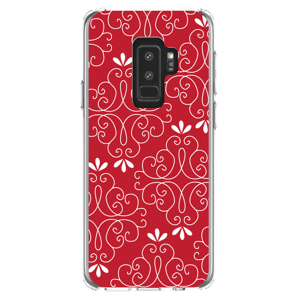Dark Red White Floral Clear Shockproof iPhone Case, view 20