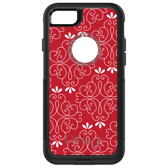 DistinctInk OtterBox Commuter Series Case for Apple iPhone or Samsung Galaxy - Dark Red White Floral