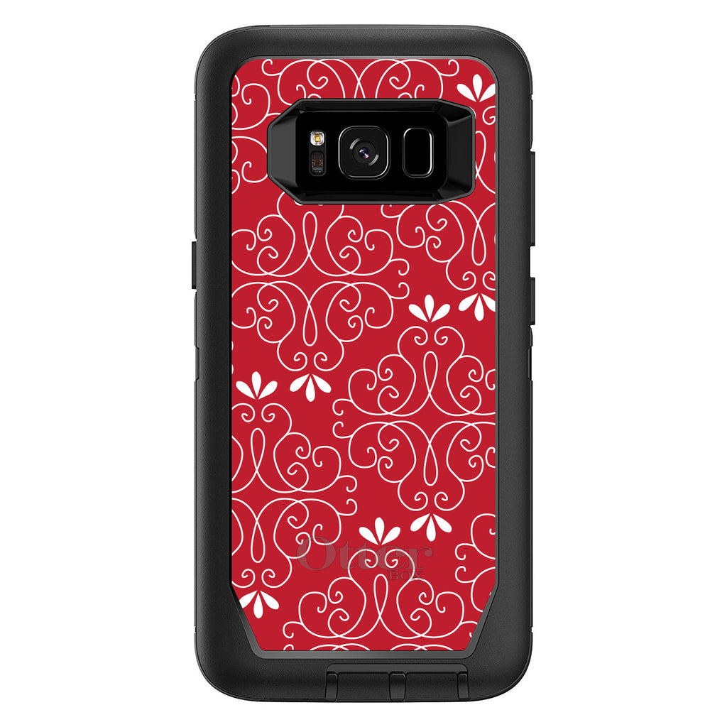 Dark Red White Floral OtterBox Defender Case for iPhone & Galaxy, view 12