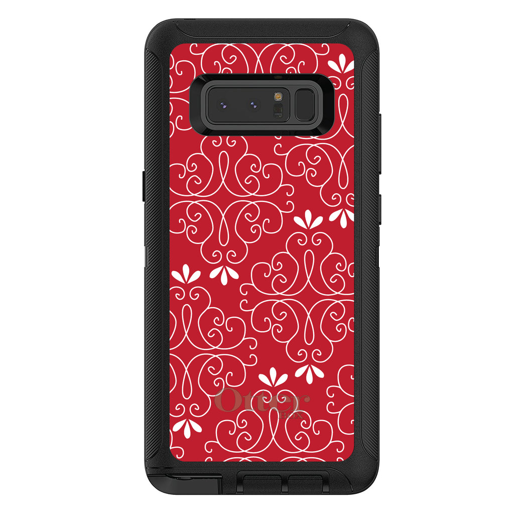 Dark Red White Floral OtterBox Defender Case for iPhone & Galaxy, view 17