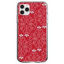 DistinctInk® Clear Shockproof Hybrid Case for Apple iPhone / Samsung Galaxy / Google Pixel - Dark Red White Floral
