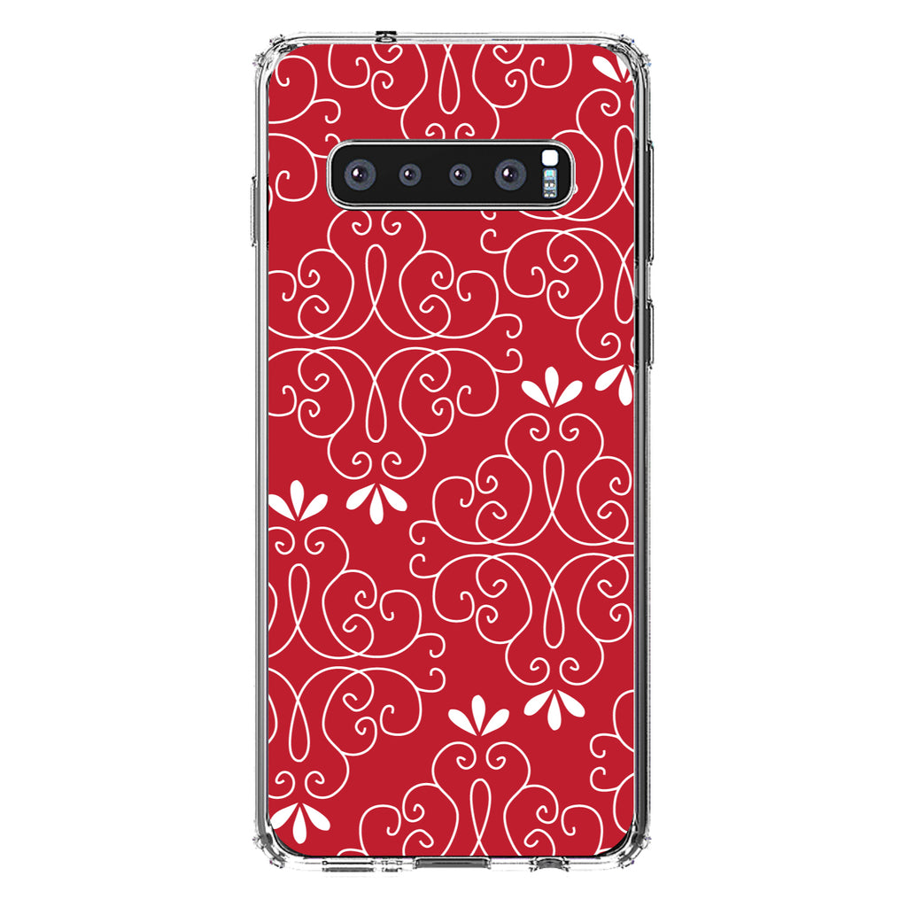 Dark Red White Floral Clear Shockproof iPhone Case, view 17