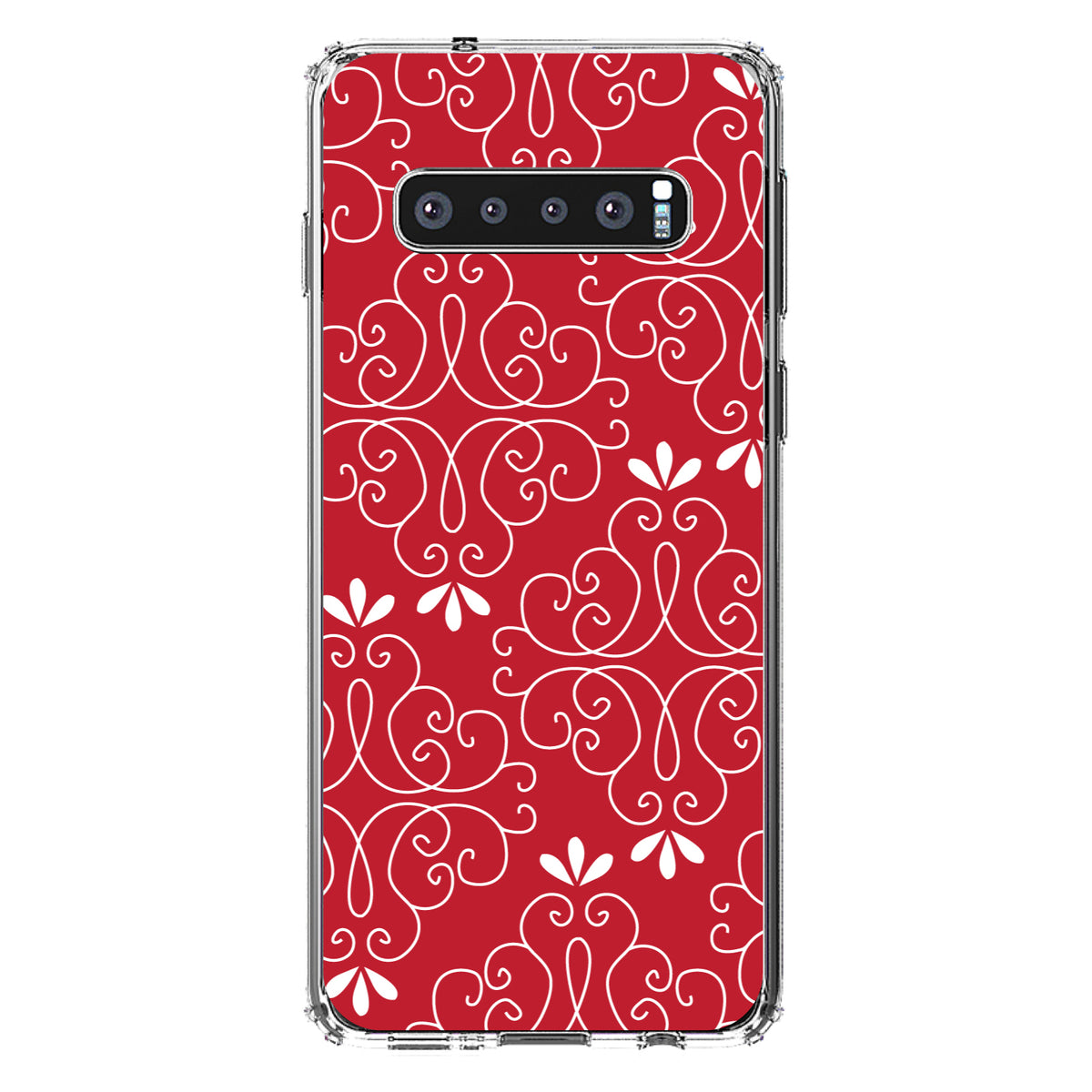 Dark Red White Floral Clear Shockproof iPhone Case, view 17