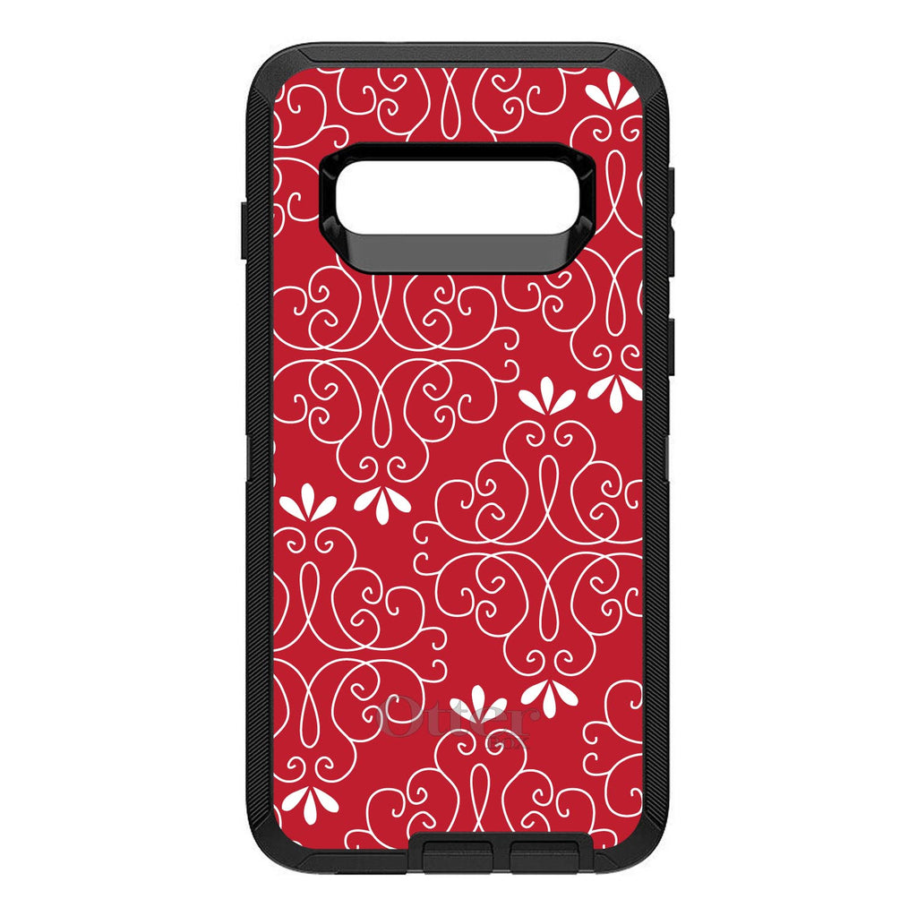 Dark Red White Floral OtterBox Defender Case for iPhone & Galaxy, view 9