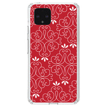 DistinctInk® Clear Shockproof Hybrid Case for Apple iPhone / Samsung Galaxy / Google Pixel - Dark Red White Floral