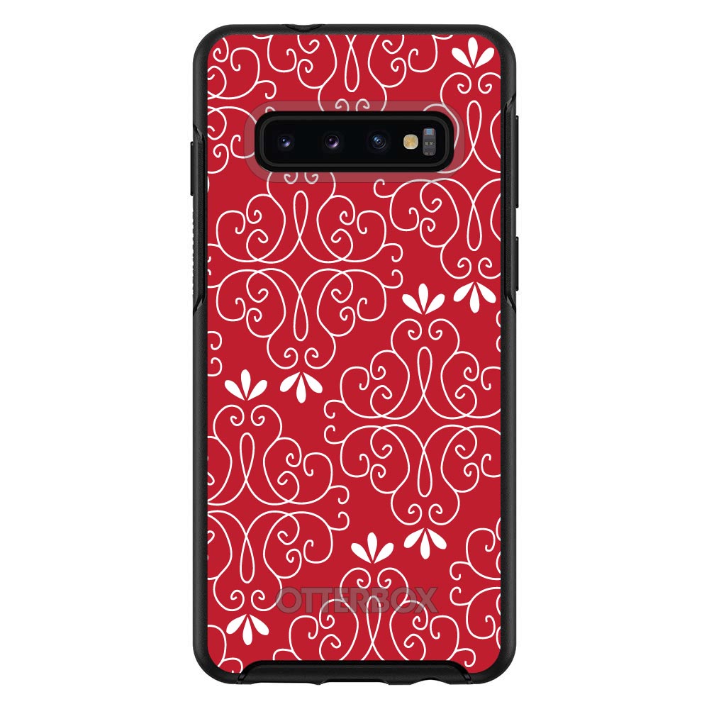 Dark Red White Floral OtterBox Symmetry Case for iPhone & Galaxy, view 6