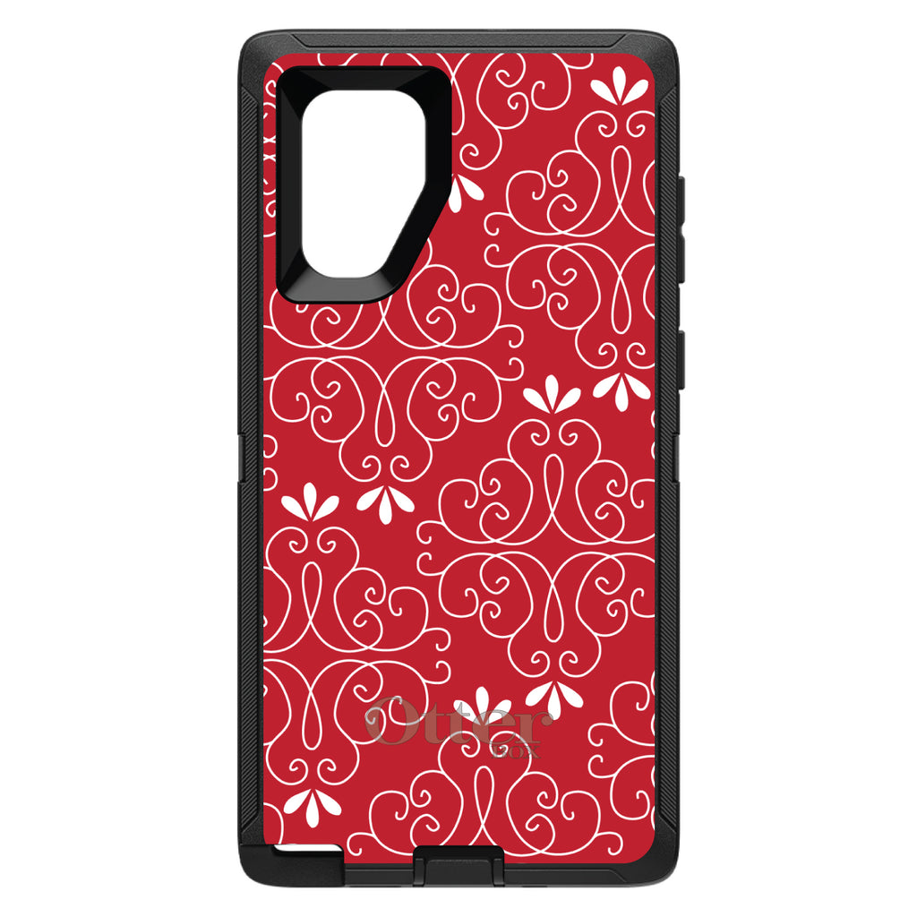 Dark Red White Floral OtterBox Defender Case for iPhone & Galaxy, view 15