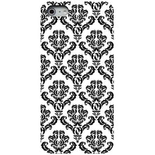 DistinctInk® Hard Plastic Snap-On Case for Apple iPhone or Samsung Galaxy - White Black Damask Pattern