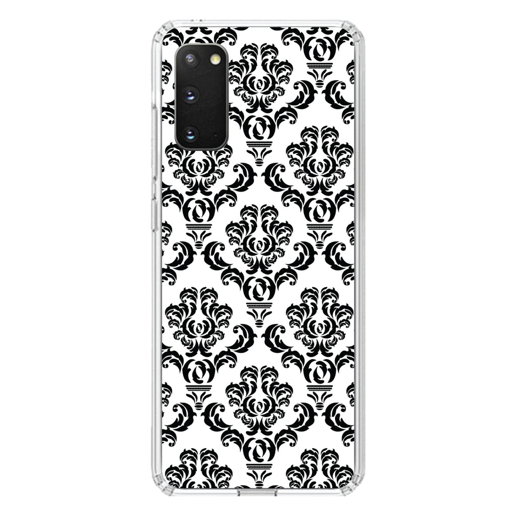 White Black Damask Pattern Clear Shockproof iPhone Case, view 13